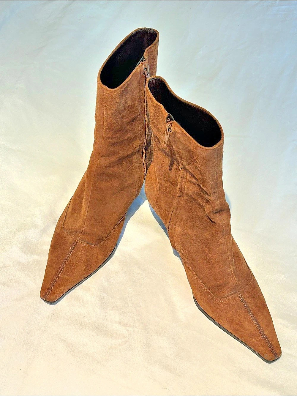 Pointed Toe Brown kitten Heel Boots US 7M - Picture 2 of 7